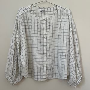 Madewell Cream Plaid Blouse